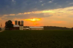 Ohio farm and sunset