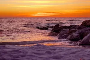 Florida sunset - purple ocean and golden sky