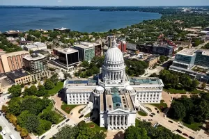 Madison Wisconsin aerial view of capitol building