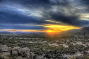Texas desert at sunset