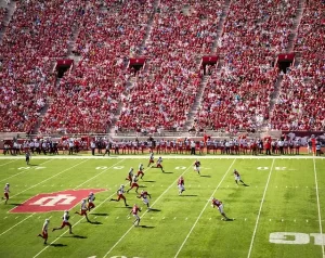 Football game and crowd