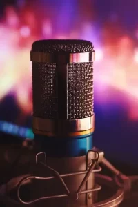 Microphone-colorful background